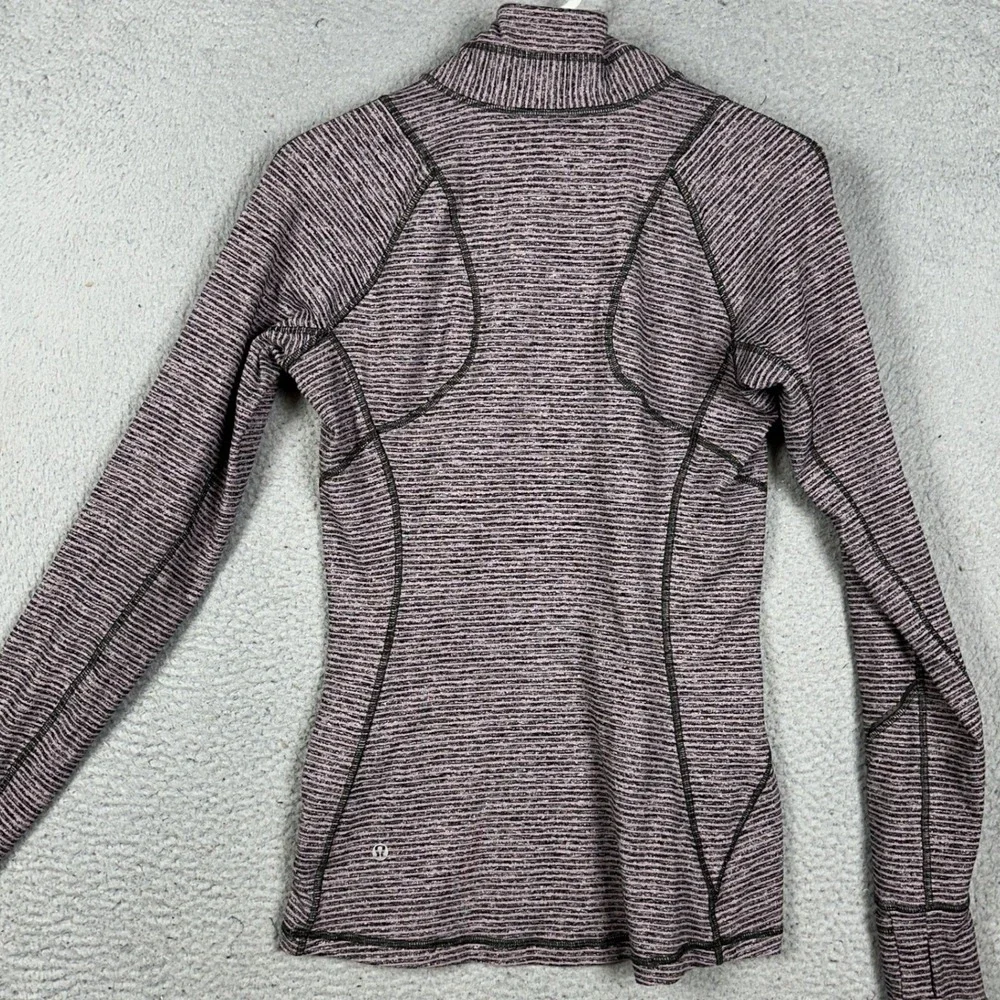 Lululemon Sweatshirt Womens 8 Pink Black Run Swiftly Tech Half Zip Pullover Logo